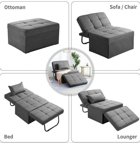 Sofa Bed,4 in 1 Multi Function Folding Ottoman Sleeper Bed,Modern Convertible Chair Adjustable Backrest Couch for Living Room Small Room Apartment