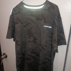 Calvin Klein Menso Camo Dark Grey And Black Sport Shirt  XL