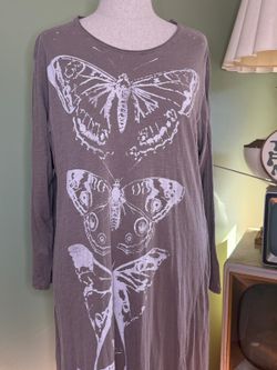 Magnolia Pearl Butterfly Totem Viggo Tee Dress Sienna Grey Cotton Distressed OS