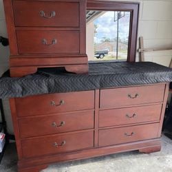 Bedroom Dresser, Nightstand & Mirror 