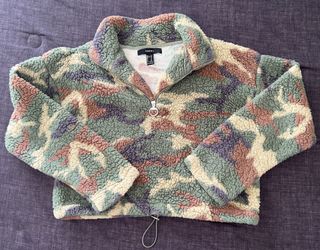 Camo Crop Teddy Sweater 
