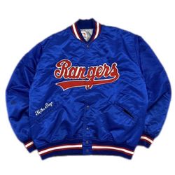 Vintage Felco Texas Rangers Satin Bomber Jacket Men’s Size L Large EUC