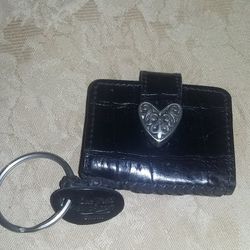Brighton Leather Stainless Steel Mini Wallet Key Chain