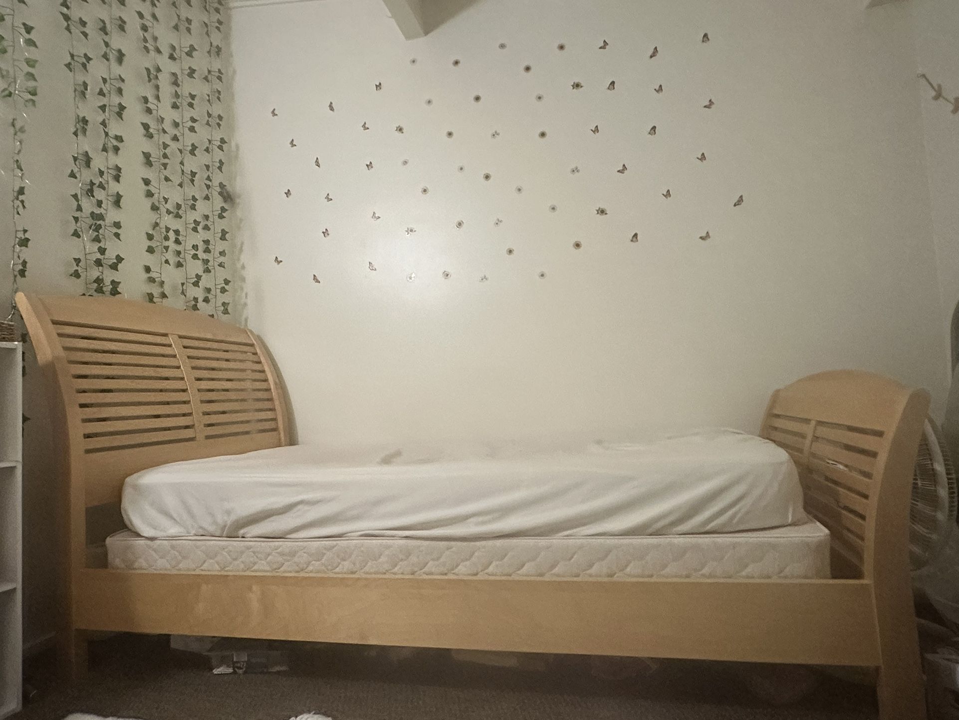 Wooden Bed Frame + Mattress + Box