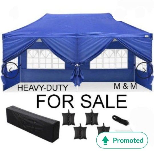 10x20 Easy Up HEAVY-DUTY  Canopy Tent Sidewalls Included 