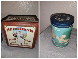Collectable Hershey's Tins: Hershey's And Kisses. Sold As A Set.