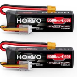BRAND NEW HOOVO 4S Lipo 14.8V 130C 6500mAh RC Battery 2-Pack w/ xt60 connectors