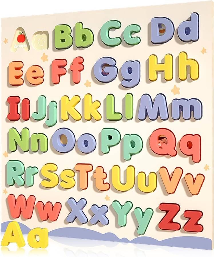 new Alphabet Puzzles for Toddlers, ABC Puzzle Toys Wooden Montessori Early Learning Board Preschool Educational Easter Gift for Girls Boys Kids Ages 3