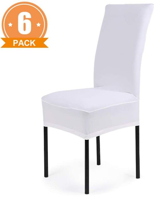 CosyVie Super Fit Universal Stretch Dining Chair Covers, Removable Washable Slipcovers for Dining Room Chairs 6 Pcs/Pack (White)