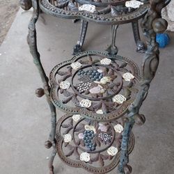 Vintage 3-Tier Cast Iron Plant Stand 