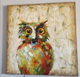 Pier 1 Quirky Owl Art Canvas Print 39" square