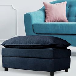 36 "  Chenille Ottoman in Midnight Blue