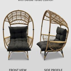 2 Hooded Rattan Patio Chairs