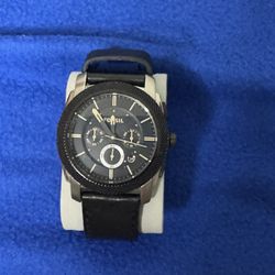 FOSSIL Machine Chronograph Black Dial Black Leather Men's Watch