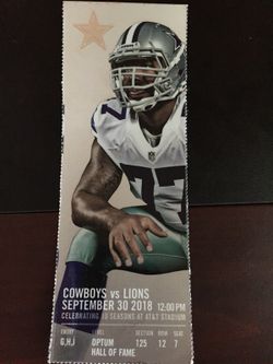 (1) Great Lower Detroit Lions @ Dallas Cowboys Ticket Actual 5th Row Up