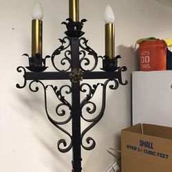 Vintage Spanish Forged Wrought Iron Electric Candelabra 