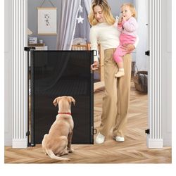 42 Inch Extra Tall Dog Gate Indoor 55” Wide Puppy Gates for The House Prevent Kids/Pets from Jumping Over Retractable Extra Tall Baby Gates for Doorwa