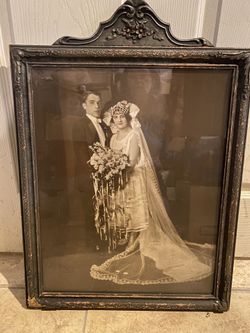 Antique Photo Frame With Wedding Photo, 1920’s