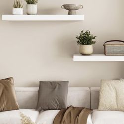 Fixwal Floating Shelves for Wall, 24"Long Wall Mounted Shelves for Living Room, Bedroom, Bathroom and Kitchen, for Storage, Books, Room Decor (White, 