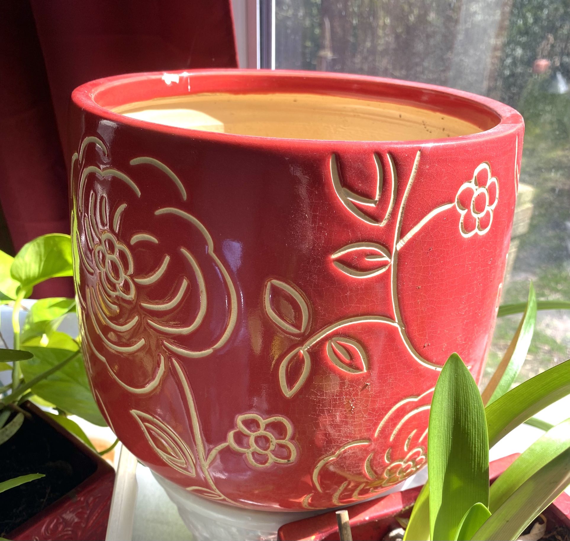 Large, Deep 16-inch Ceramic Flower Plant Pot