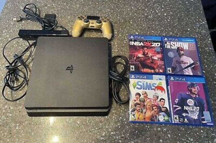 Sony PlayStation 4 Slim 1TB Black Console Bundle-1 Controller-4 Games-Camera for Sale in Fairfax, CA - OfferUp