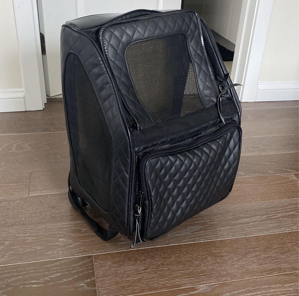 Convertible Faux Leather Dog Carrier