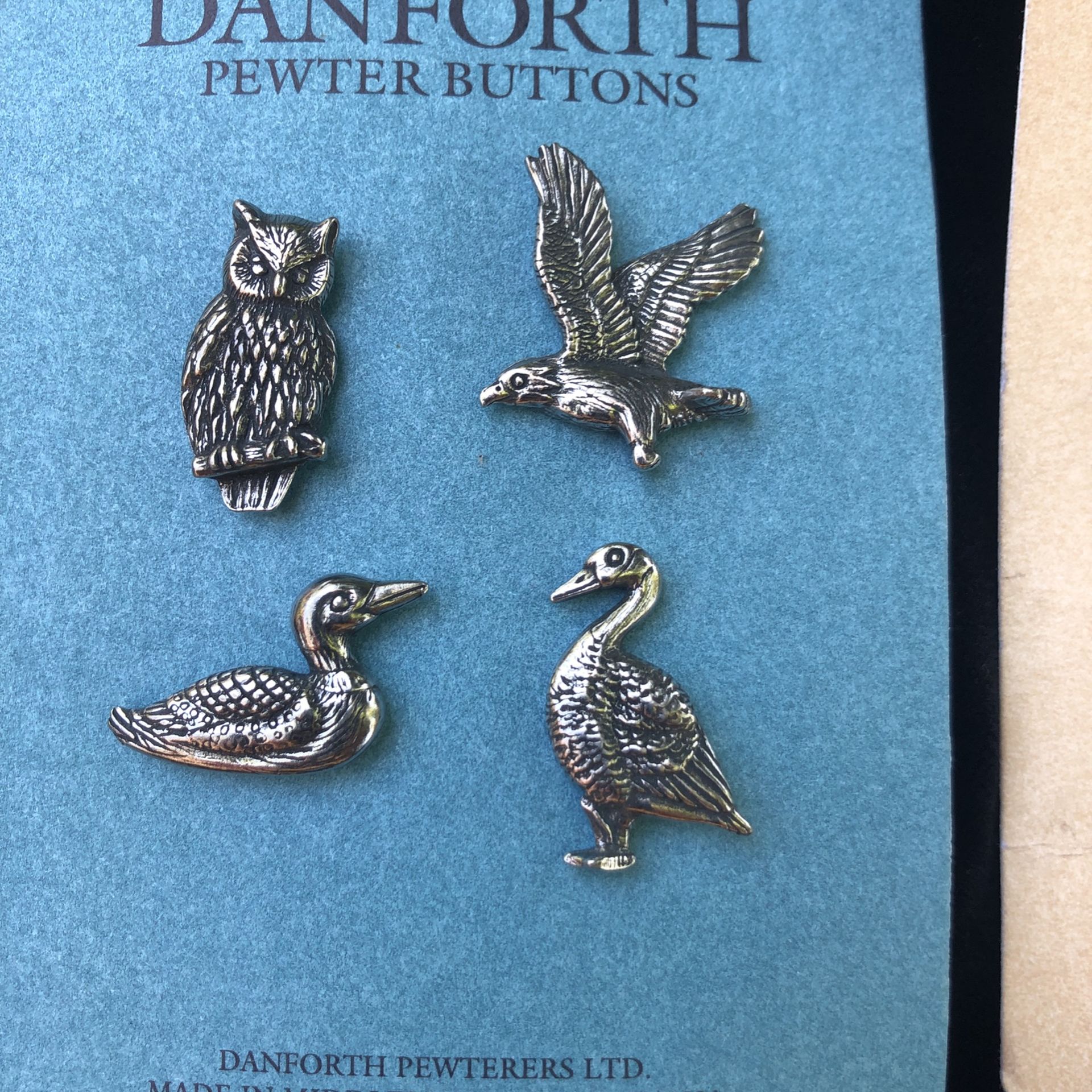 Vintage Danforth Pewter Buttons. Middlebury, Vermont, USA