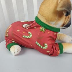 Dog  red Christmas PJ'S Onesie Size Small