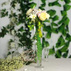 12-Pack Glass Trumpet Vases 20" Clear - Heavy Duty Design