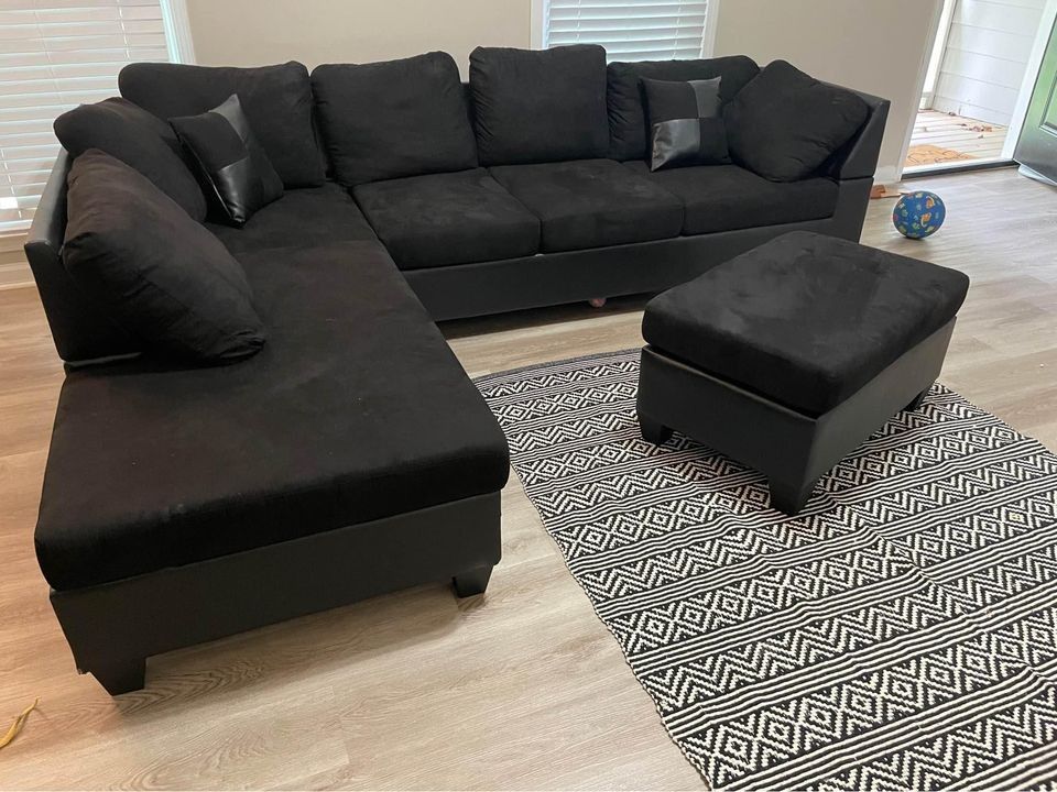 😍 Brand New Black Sectional Sofa | Same Day Delivery 🚚