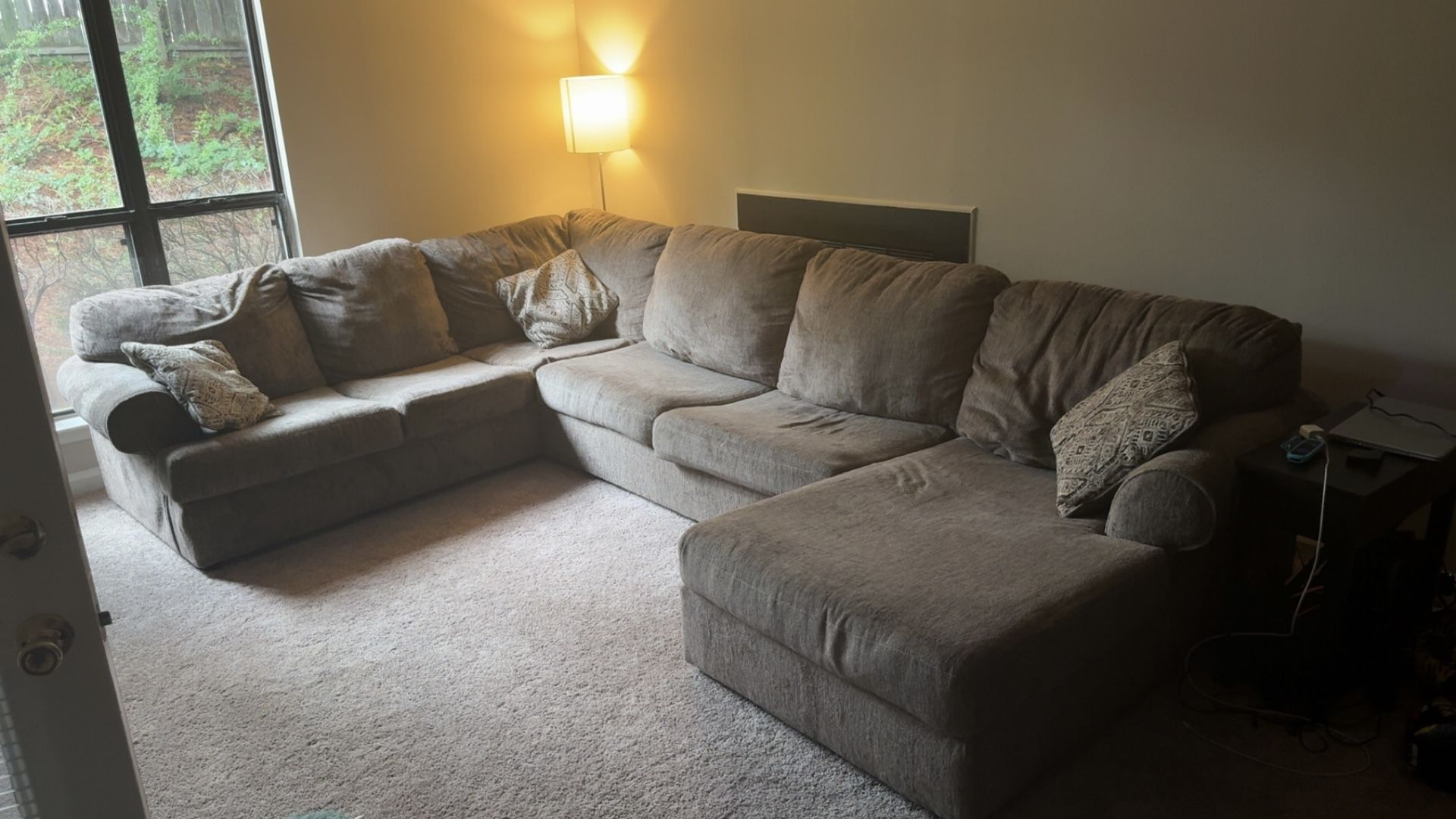 3 Piece Grey Fabric Sectional