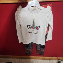 Christmas Unicorn Girls Dress With Headband Size 5