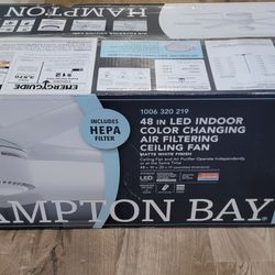 HEPA Hampton Bay 48 in LED Indoor Color Changing Air Filtering Ceiling Fan