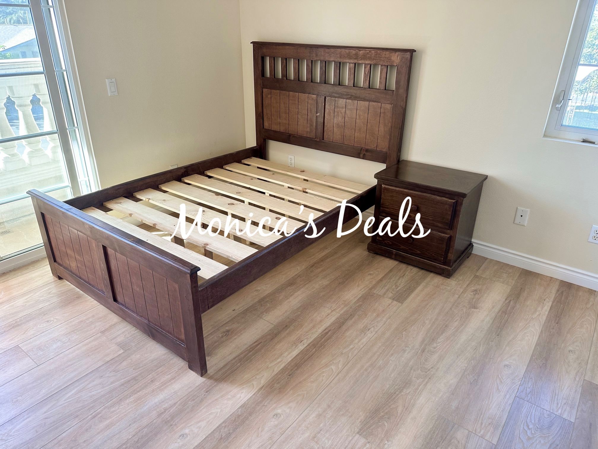 Full Solid Wood Bed Frame With Slats $340