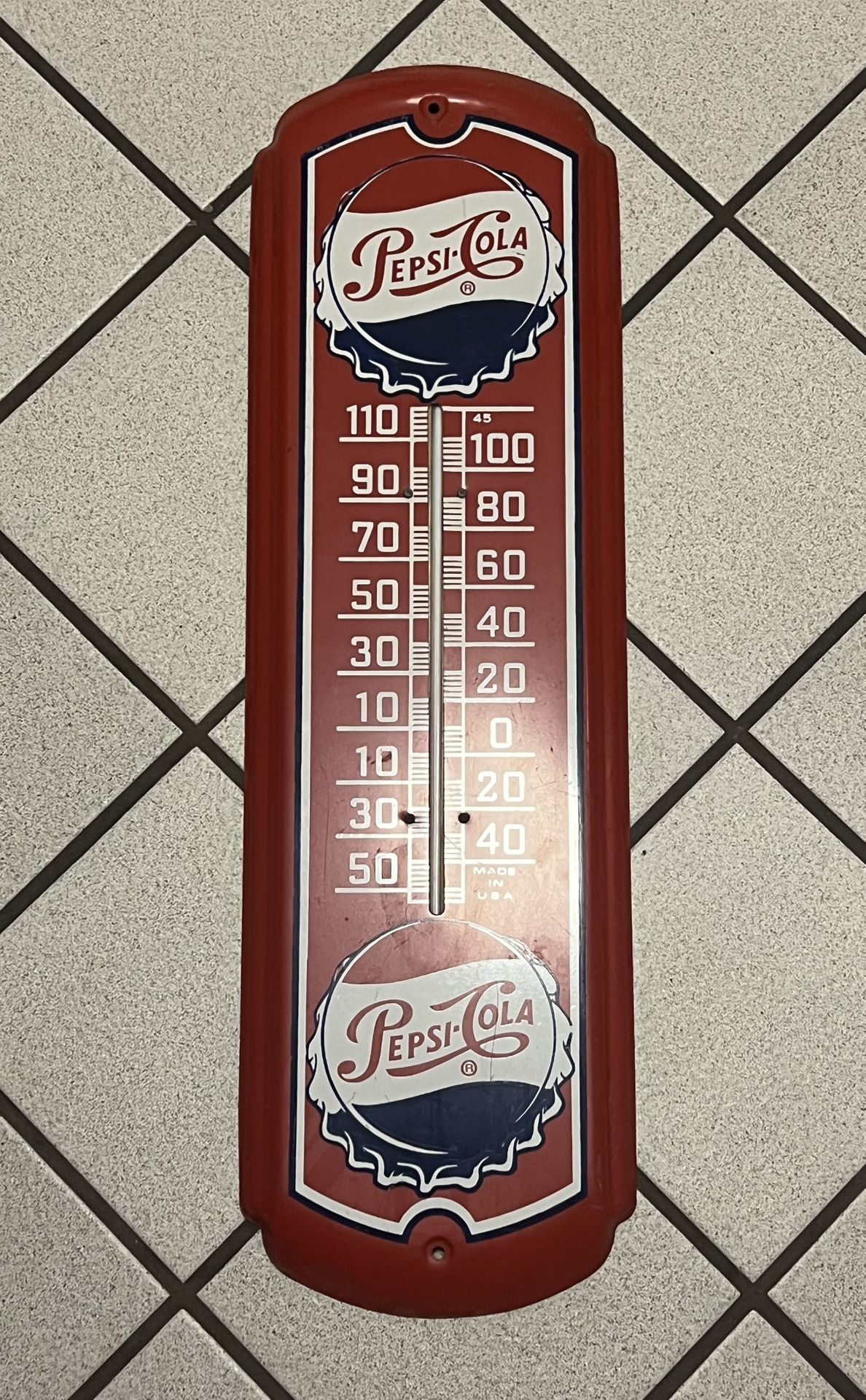Antique Vintage Pepsi Thermometer Sign