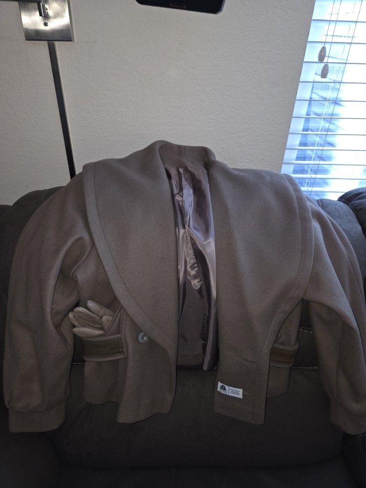 Wool W Leather Trim Jacket Size 12