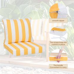 24x24 Inch Outdoor Deep Seat Cushion Set - Waterproof Fade-Resistant Patio Furniture Cushions with Removable Covers, Adjustable Straps & Handles for C