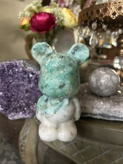 Hemimorphite Bearbrick Crystal  Carving RARE FIND