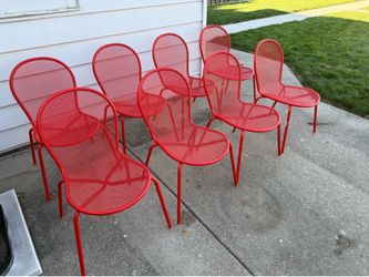 EMU Ronda Steel OutdoorStackable Red Patio Chairs x8
