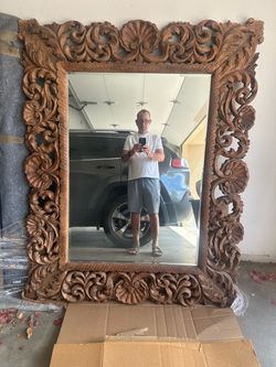 Large hand carved Spanish mirror