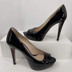 Prada Black Patent Peep Toe Sz 8