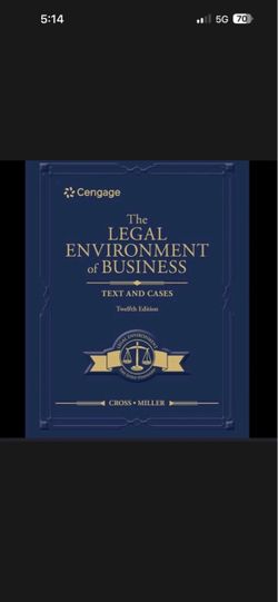 Cengage 2025 The Legal Environment of Business Textbook 12th Edition
