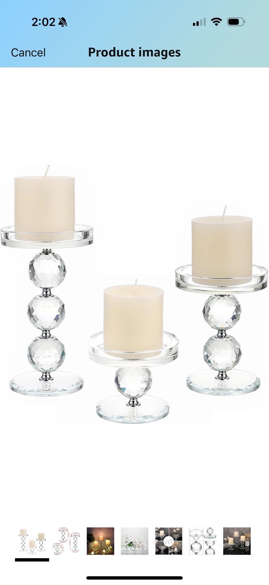of 3 Crystal Glass Pillar Candlestick Holders Clear Pillar Candle Holders Sets, Tealight Votive C