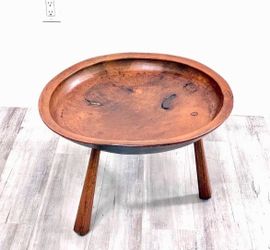 Hand-Carved Wooden Tripod Bowl Table From Africa