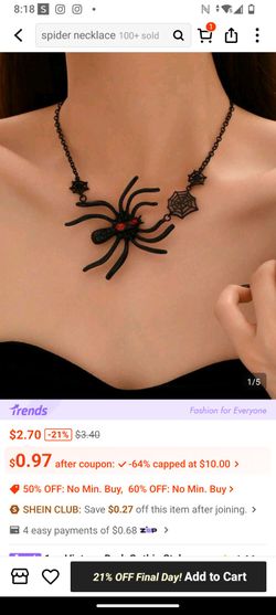 Black Spider Pendant Necklace