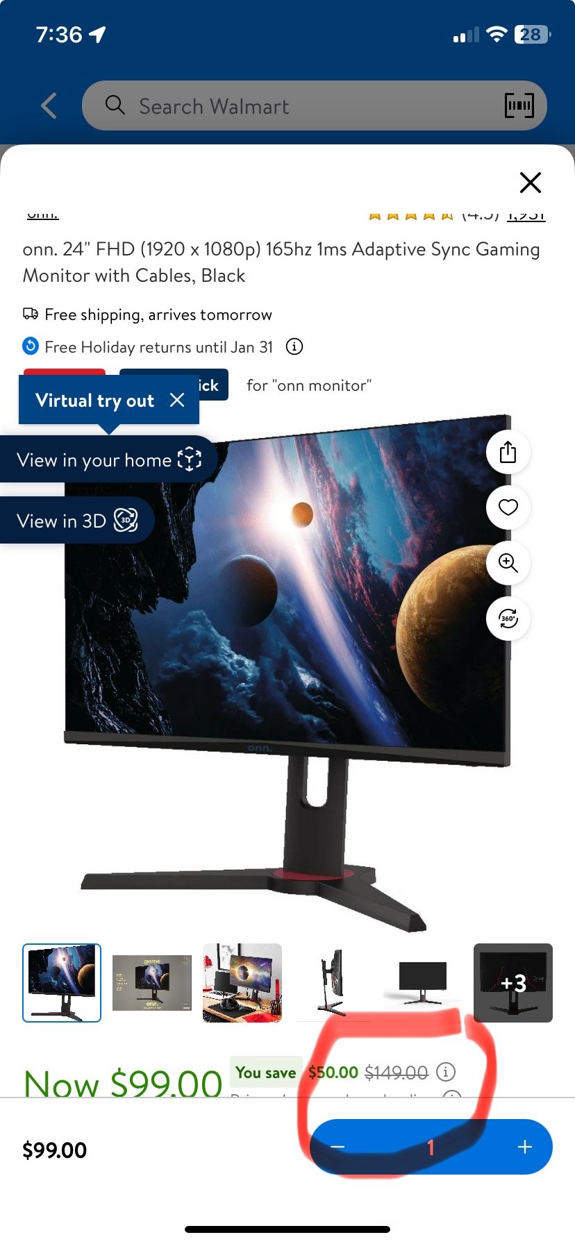 Brand New One Monitor 165hz 1ms