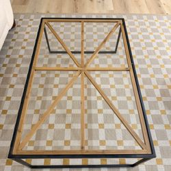 Wood & Metal Coffee Table (Glass Top)