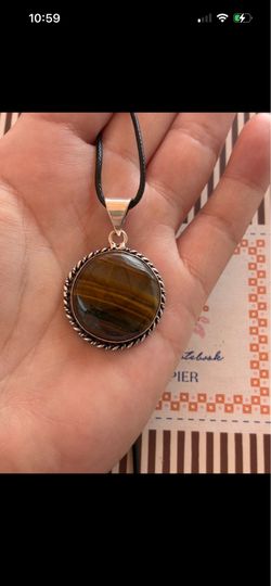 925 Tigers Eye Gemstone Vintage STYLE Cord Necklace