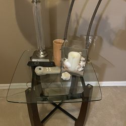 Glass Top End Table And Coffee Table 