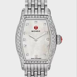 Michele Urban Coquette Pave Diamond Silver Ladies Watch 1.00 CT 